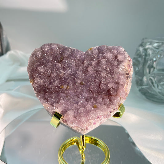 Heart-Shaped Amethyst with Yellow Inclusions