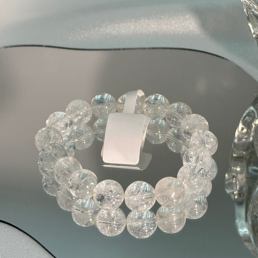 White Agate Crystal Bead Bracelet 12M