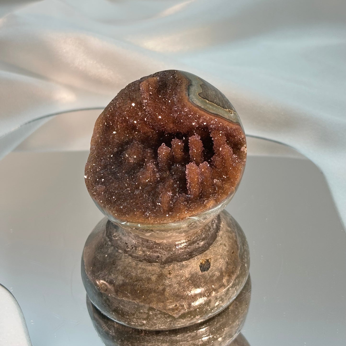 Brown Globe-Shaped Crystal Ornament