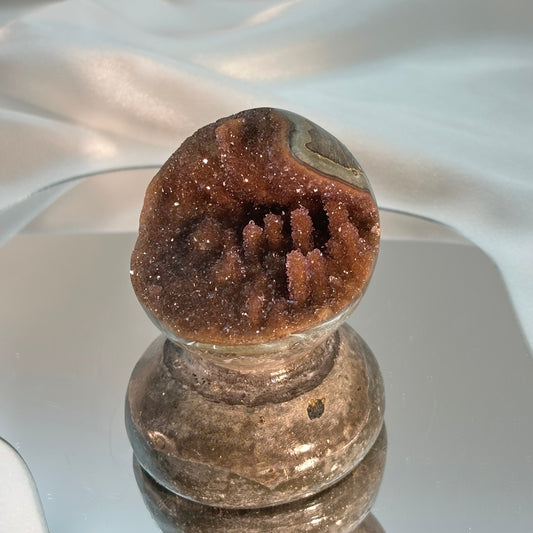 Brown Globe-Shaped Crystal Ornament