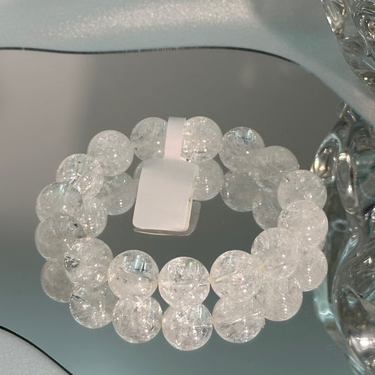 White Agate Crystal Bead Bracelet 14M