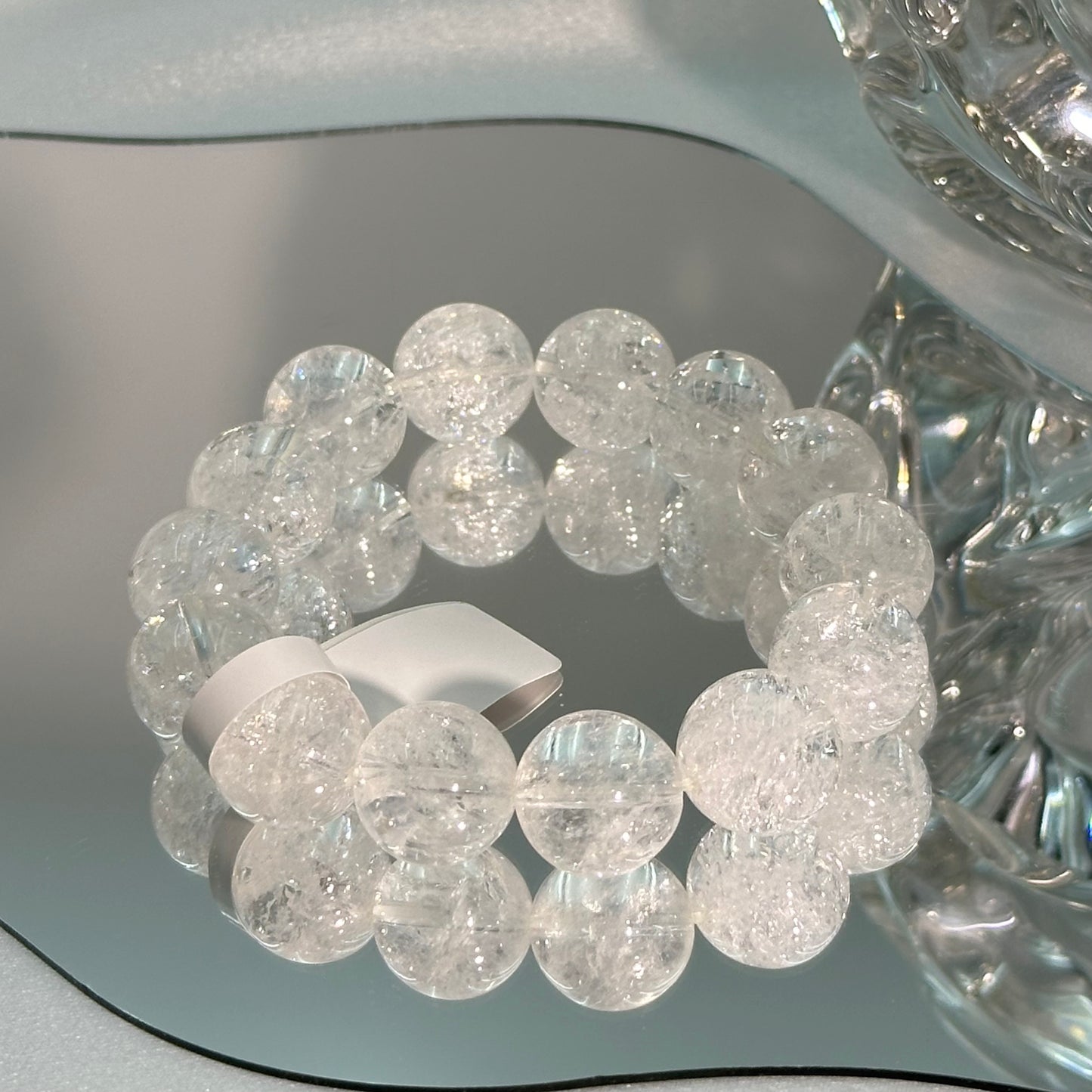 White Agate Crystal Bead Bracelet 15M