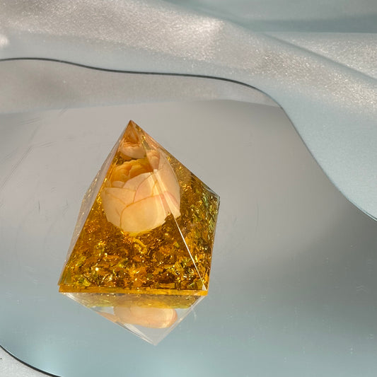 Crystal Orgonite Pyramid gold
