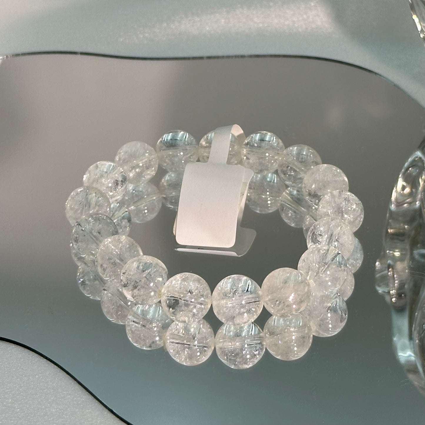 White Agate Crystal Bead Bracelet 12M
