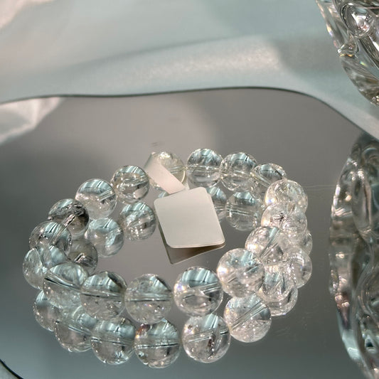 White Agate Crystal Bead Bracelet 12M