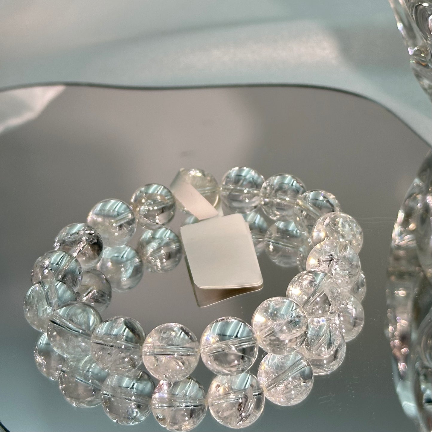 White Agate Crystal Bead Bracelet 12M