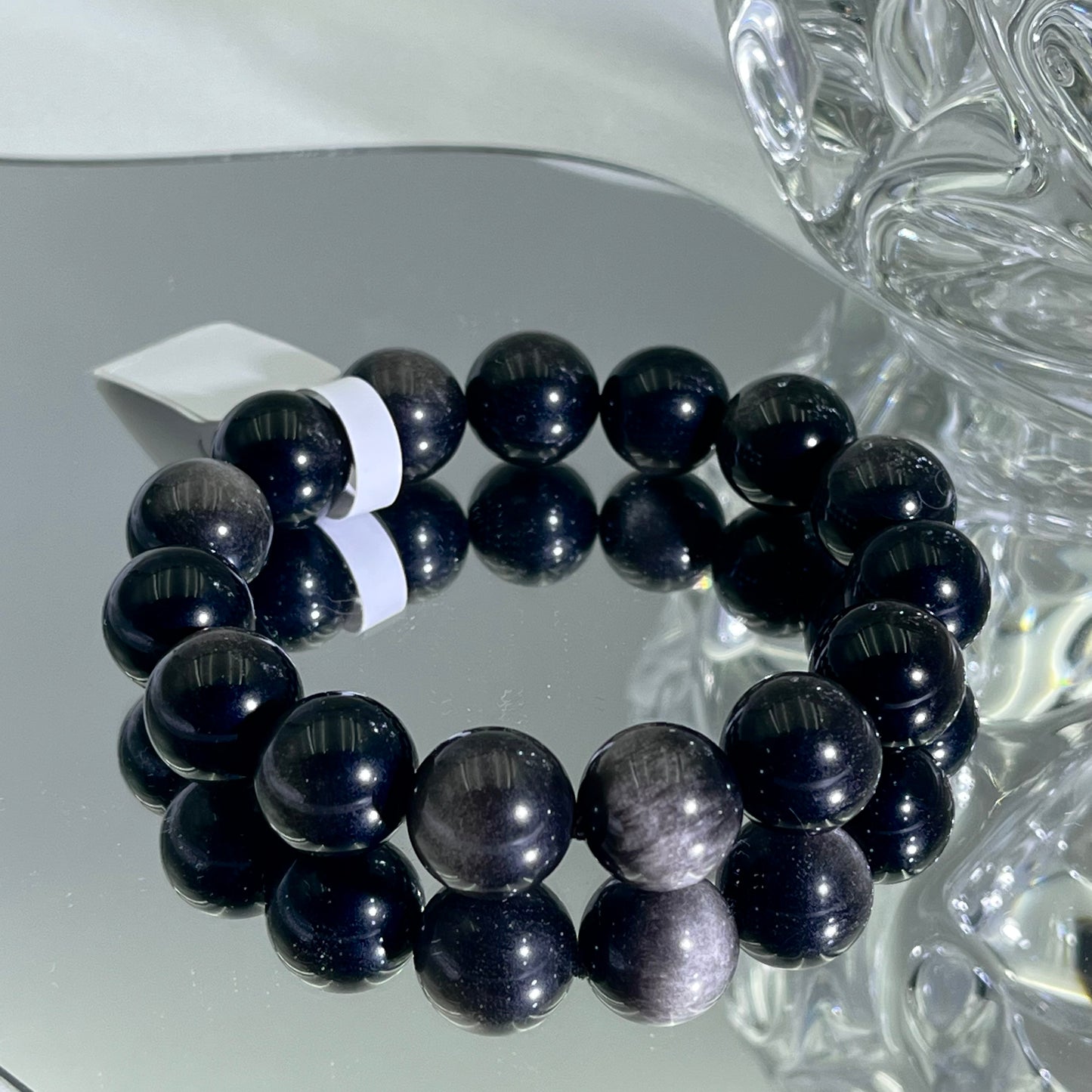 silver obsidian bracelet 13M