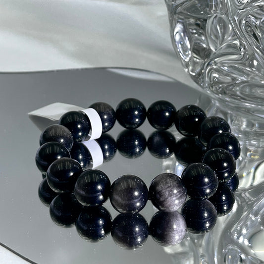 silver obsidian bracelet 13M