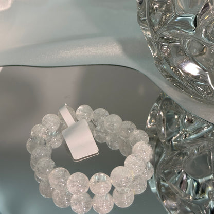 White Agate Crystal Bead Bracelet 14M